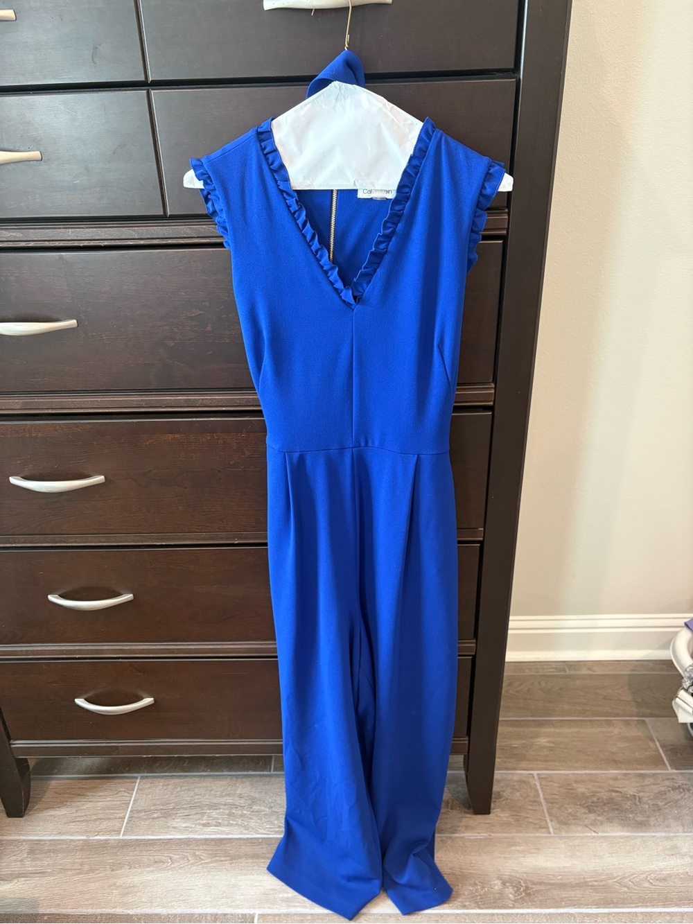 Calvin Klein Royal Blue Ruffle-Trim Top